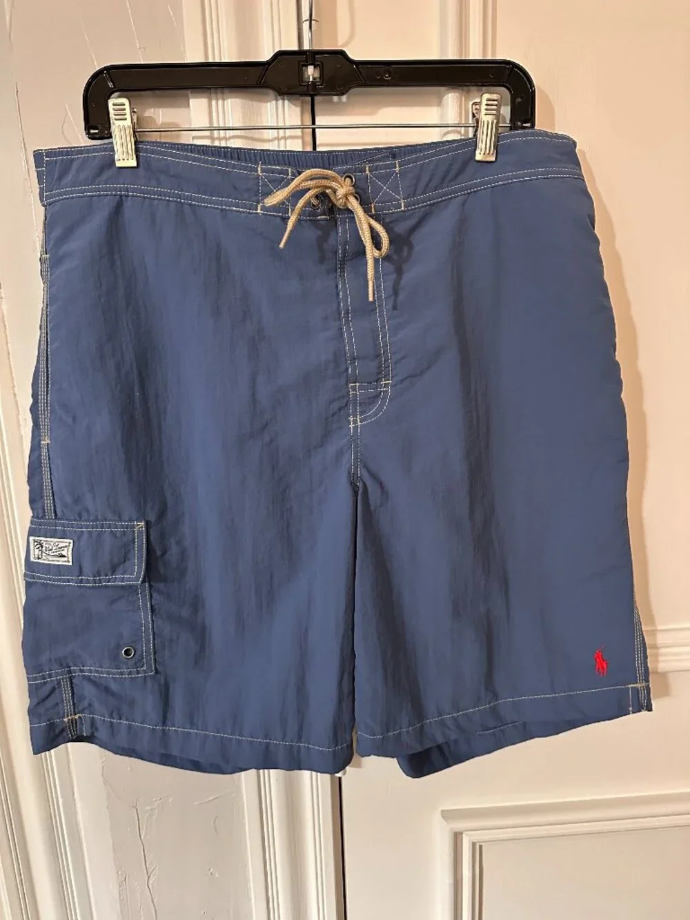 Polo Ralph Lauren Cargo Board Shorts Men's Large Blue Swim Trunks Classic Logo